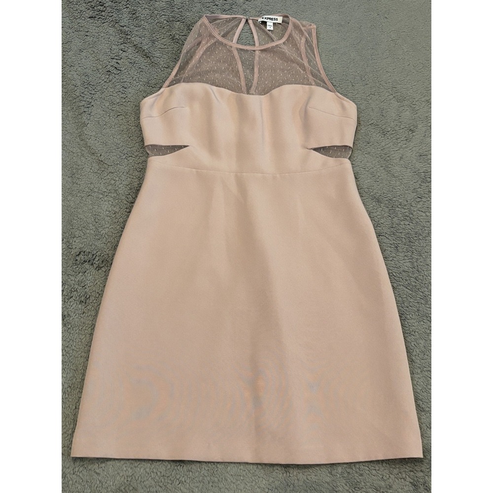 Express Dress Womens 6 Sheath Mesh Pink Sleeveless Formal Wedding Short